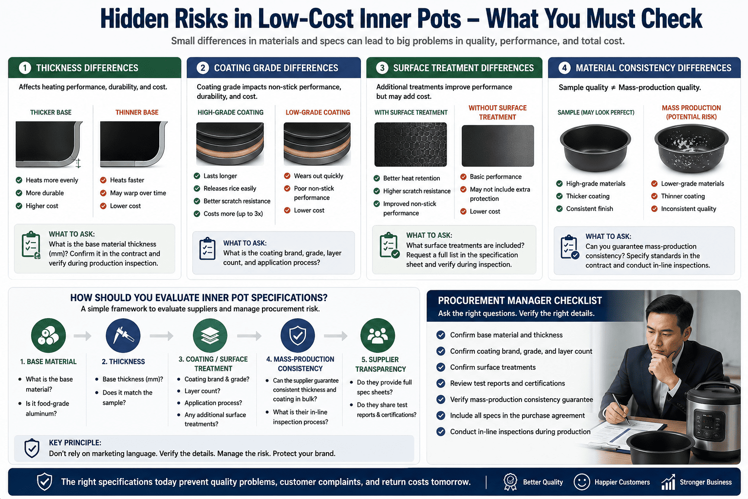 Specification sheet for rice cooker inner pot