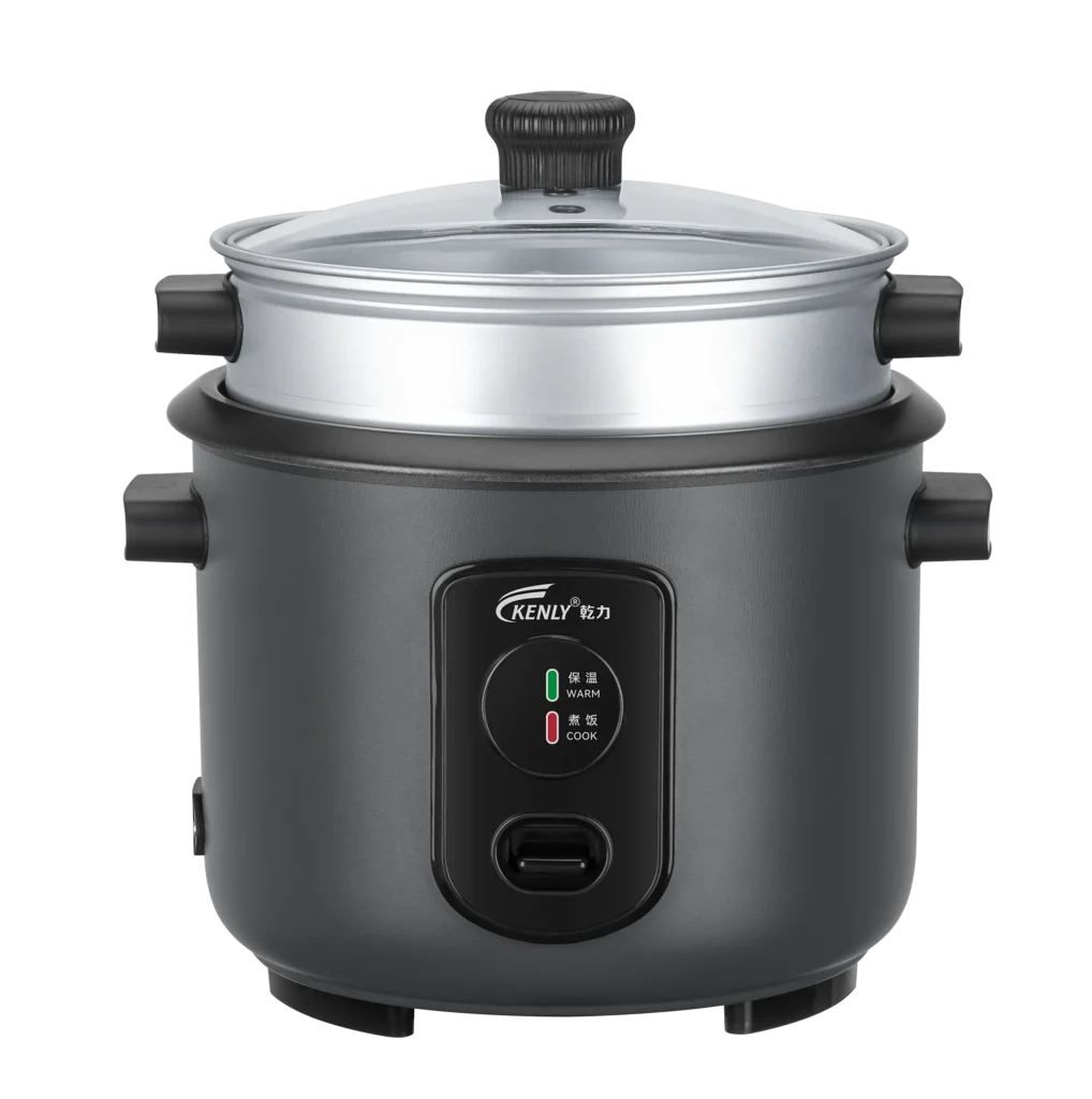 Joint body cylinder rice cooker with steamer
