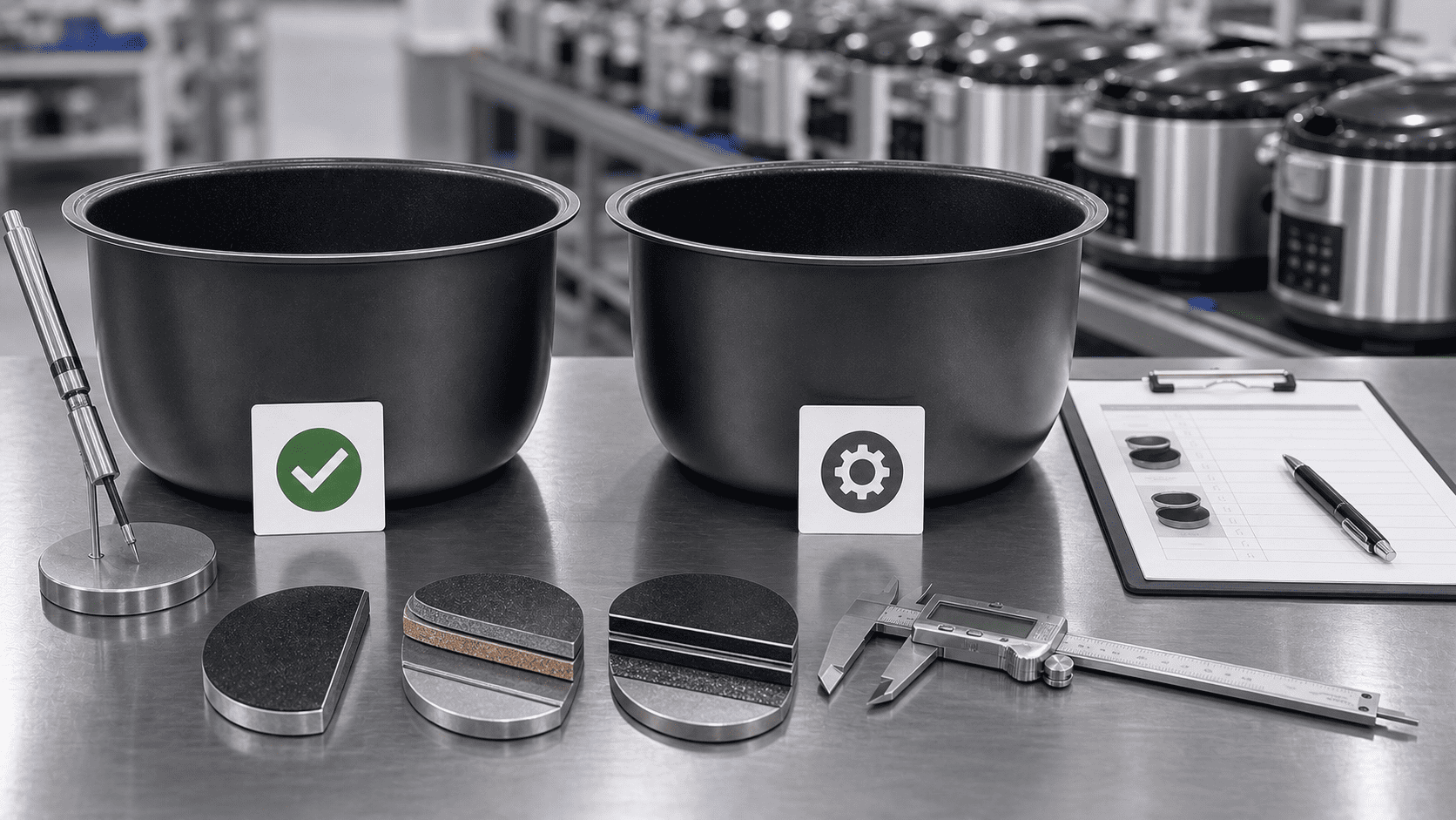 Different types of non-stick coatings shown side-by-side
