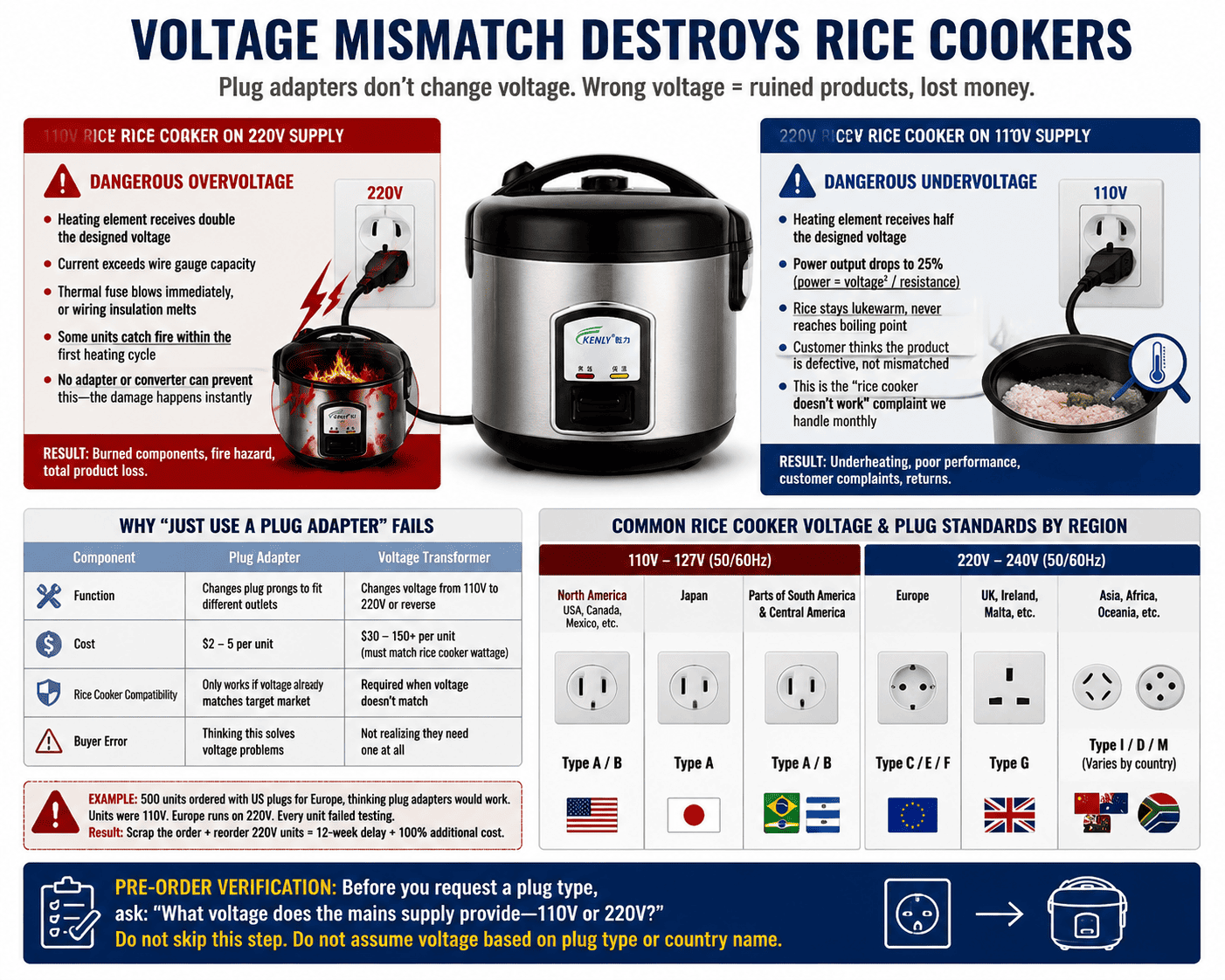 World map showing rice cooker voltage standards by country