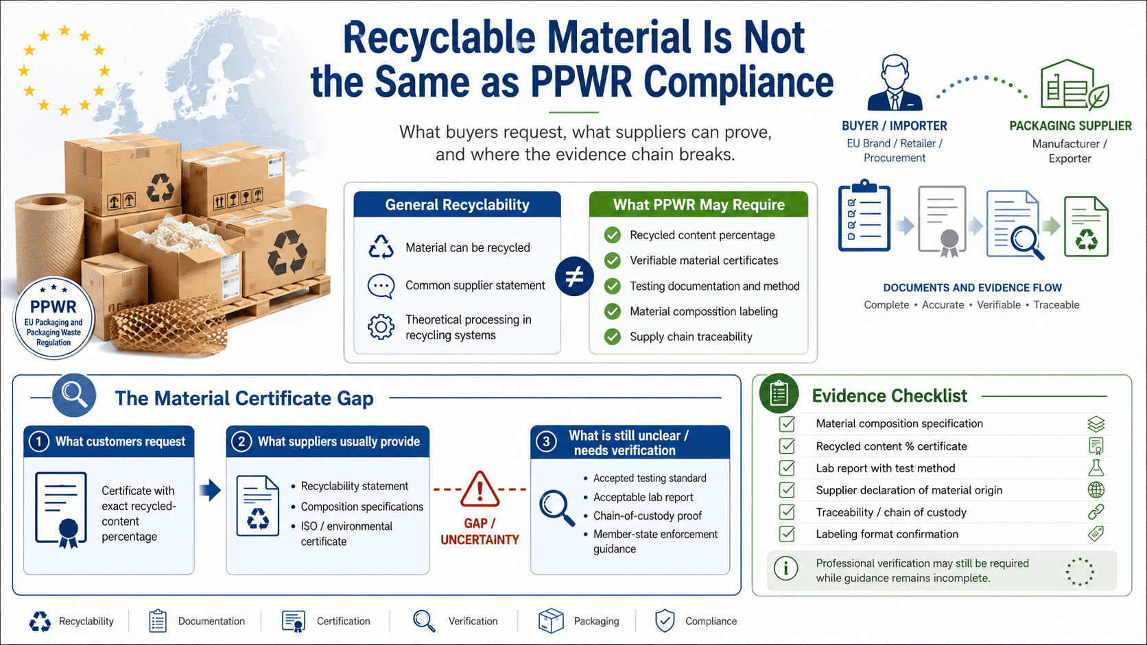 Testing laboratory analysis of recycled packaging content