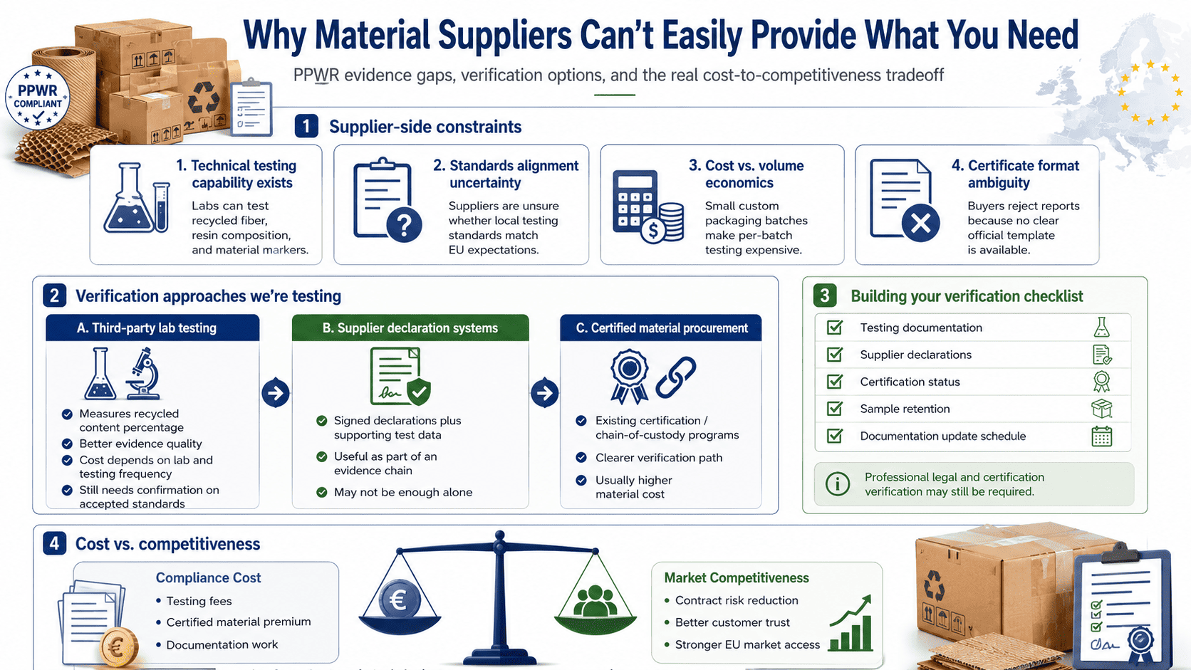 Cost comparison analysis for PPWR compliant packaging materials