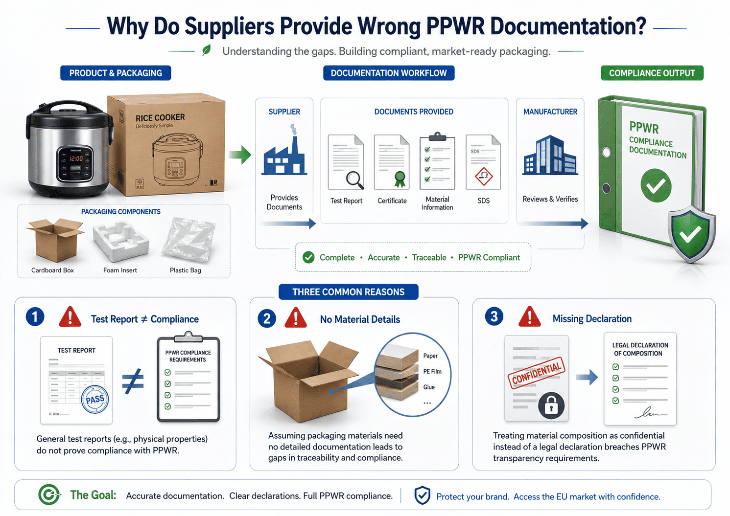 common supplier PPWR documentation mistakes supplier confusion about PPWR documentation requirements shown through incorrect certificates
