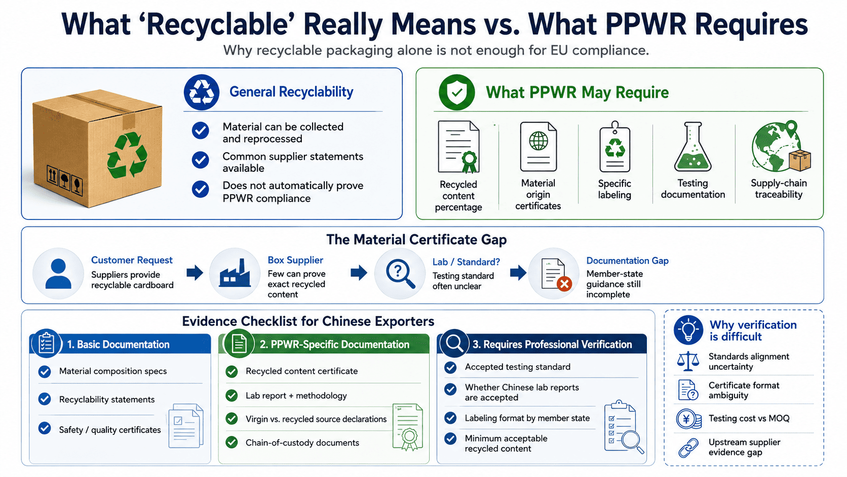 Testing laboratory analysis of recycled packaging content
