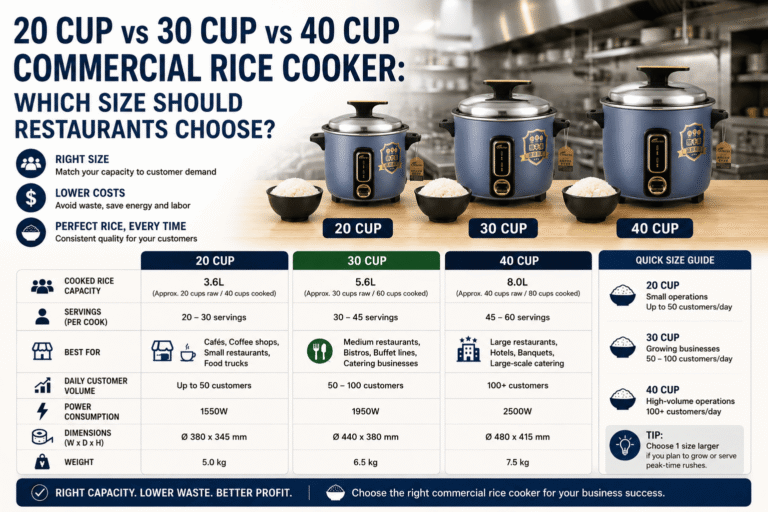 20 Cup vs 30 Cup vs 40 Cup Commercial Rice Cooker: Which Size Should Restaurants Choose?