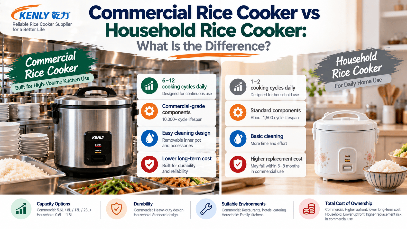 duty cycle comparison chart showing commercial vs household rice cooker usage patterns